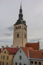 Cityscape with St. Nicholas` Church Niguliste kirik in Tallinn Royalty Free Stock Photo