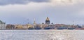 Cityscape of St. Petersburg, Russia. View of Palace Bridge,Neva river and other sights.