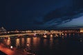 Cityscape of St Petersburg`s Famous Palace Bridge