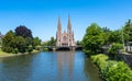 Cityscape of Strasbourg and the Reformed Church Saint Paul. France, Europe Royalty Free Stock Photo