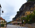 Cityscape of street Av. of the Prehistoric at the town of Les Eyzies France