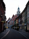 Cityscape street scene panorama in colorful charming historic old town of Uberlingen at Lake Constance Germany Europe Royalty Free Stock Photo