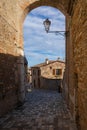Cityscape on the streets of Borgo Santarcangelo di Romagna in Emilia Romagna, Italy Royalty Free Stock Photo