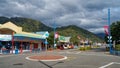 Cityscape or streetscape looking up the main street of Picton from the waterfront Royalty Free Stock Photo