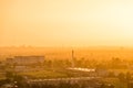 Cityscape with sunset in big city Royalty Free Stock Photo