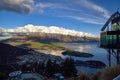 Cityscape, sunset of queenstown with lake Wakatipu from the skyline, south island, new zealand