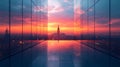 Cityscape Sunset Rooftop View, Skyscraper Reflection, Urban Panorama, Advertising Royalty Free Stock Photo