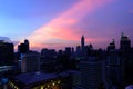 Cityscape with sunset and skyline in the evening at Bangkok Thai Royalty Free Stock Photo