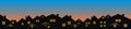 Cityscape, town, sunset or sunrise, vector illustration, Blue background, sky Royalty Free Stock Photo