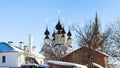 cityscape of Suzdal town with Churches in winter Royalty Free Stock Photo