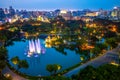 Cityscape of Taichung and zhongshan park at night