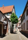 Cityscape with narrow street in Tauberbischofsheim, Germany