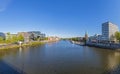 Cityscape with Teerhof on the left and view to the bridge at riv