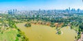 Cityscape of Tel Aviv viewed from TLV Balloon flying over Hayarkon park, Israel Royalty Free Stock Photo