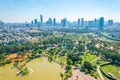 Cityscape of Tel Aviv viewed from TLV Balloon flying over Hayarkon park, Israel Royalty Free Stock Photo