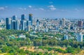 Cityscape of Tel Aviv viewed from TLV Balloon flying over Hayarkon park, Israel Royalty Free Stock Photo