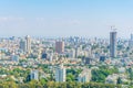 Cityscape of Tel Aviv viewed from TLV Balloon flying over Hayarkon park, Israel Royalty Free Stock Photo