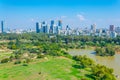 Cityscape of Tel Aviv viewed from TLV Balloon flying over Hayarkon park, Israel Royalty Free Stock Photo