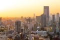 Cityscape of Tokyo, city aerial skyscraper view of office building and downtown of tokyo with sunset / sun rise background. Japan Royalty Free Stock Photo