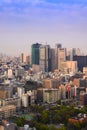 Cityscape of Tokyo, city aerial skyscraper view of office building and downtown of tokyo with sunset / sun rise background. Japan Royalty Free Stock Photo