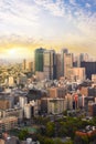 Cityscape of Tokyo, city aerial skyscraper view of office building and downtown of tokyo with sunset / sun rise background. Japan Royalty Free Stock Photo