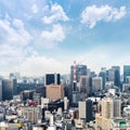 Cityscape of Tokyo, japan. Aerial skyscraper view of office building and downtown of tokyo with sunset/ sun rise background. Royalty Free Stock Photo