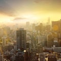 cityscape of tokyo city skyline in Aerial view with skyscraper, modern busainess office building with blue sky background in Tokyo Royalty Free Stock Photo