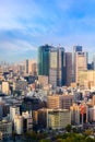 cityscape of tokyo city skyline in Aerial view with skyscraper, modern business office building with blue sky background in Tokyo Royalty Free Stock Photo