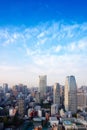 Cityscape of tokyo skyline in aerial view with skyscraper, modern business office building with blue sky background in Tokyo Royalty Free Stock Photo