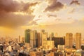 cityscape of tokyo city sunset /sunrise skyline in Aerial view w Royalty Free Stock Photo