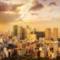 cityscape of tokyo city sunset /sunrise skyline in Aerial view w Royalty Free Stock Photo