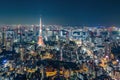 Cityscape of Tokyo skyline, panorama aerial skyscrapers view of office building and downtown in Tokyo in the evening.