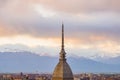 Cityscape of Torino (Turin, Italy) at sunset with storm clouds Royalty Free Stock Photo