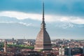 Cityscape of Torino (Turin, Italy) at sunset with storm clouds Royalty Free Stock Photo