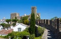 Cityscape of the town of Obidos in Portugal with medieval houses.