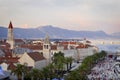 Cityscape of trogir city in croatia at 2018 summer beautiful sunset