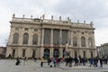 Cityscape of Turin, Italy - Castello Square with Palazzo Madama, March 2018 Royalty Free Stock Photo