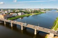 Bird's eye view of Volga and waterfront of Tver Royalty Free Stock Photo