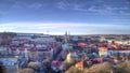 Cityscape with two churches in central Gothenburg, Sweden. Royalty Free Stock Photo