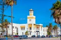 Cityscape with urban clock tower in Essaouira. Morocco, North Africa Royalty Free Stock Photo