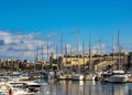 Cityscape of Valletta, the capital city of Malta, with sailboats and yahts in harbor in sunny day with blue sky in sunny day, EU,