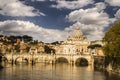 CITYSCAPE OF VATICAN AND SAINT PETER BASILICA. TOP OF ATTRACTION IN ROME. FAMOUS TRAVEL DESTINATION.