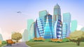 Cityscape vector cartoon background