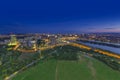 Cityscape of Vienna city at night, aerial view. Royalty Free Stock Photo