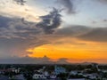 Cityscape view from airplane Royalty Free Stock Photo