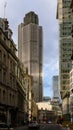 Cityscape view along Gracechurch Street towards Tower 42 NatWest Tower