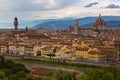 Cityscape View of Arno river, tower of Palazzo Vecchi, Florence Royalty Free Stock Photo