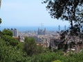 Cityscape view of Barcelona from Park Guell in a summer day, Spa Royalty Free Stock Photo