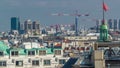 Cityscape view on the beautiful buildings timelapse from gallery lafayette terrace in Paris