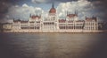 Cityscape view of Budapest city in the evening, the Hungarian parliament building and along Danube river, Hungary. Great scenic Royalty Free Stock Photo